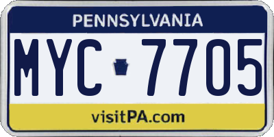 PA license plate MYC7705