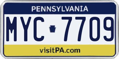 PA license plate MYC7709