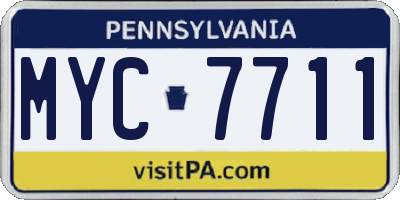 PA license plate MYC7711
