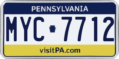PA license plate MYC7712