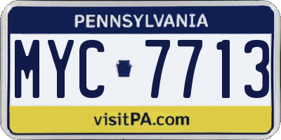 PA license plate MYC7713