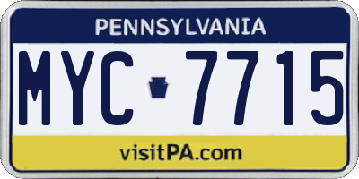 PA license plate MYC7715