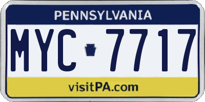 PA license plate MYC7717