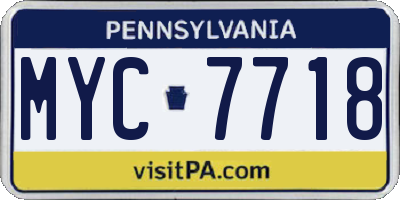 PA license plate MYC7718