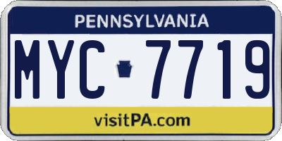 PA license plate MYC7719