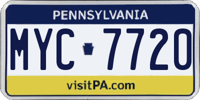 PA license plate MYC7720