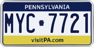 PA license plate MYC7721