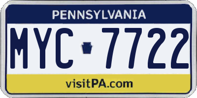 PA license plate MYC7722