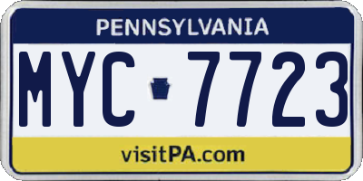 PA license plate MYC7723