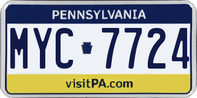 PA license plate MYC7724