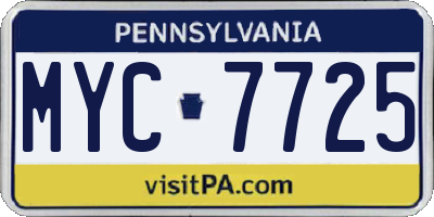 PA license plate MYC7725