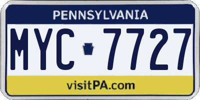 PA license plate MYC7727