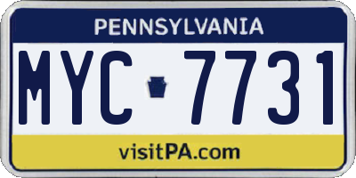 PA license plate MYC7731