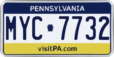 PA license plate MYC7732