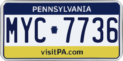 PA license plate MYC7736