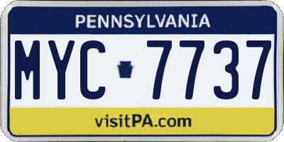PA license plate MYC7737