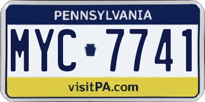 PA license plate MYC7741