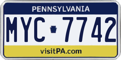 PA license plate MYC7742