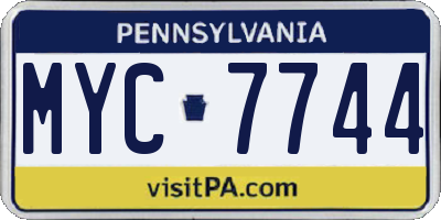 PA license plate MYC7744
