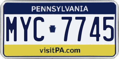 PA license plate MYC7745