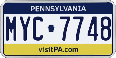 PA license plate MYC7748