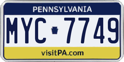 PA license plate MYC7749