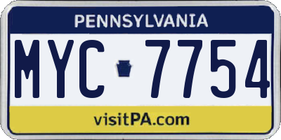 PA license plate MYC7754