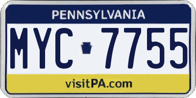 PA license plate MYC7755
