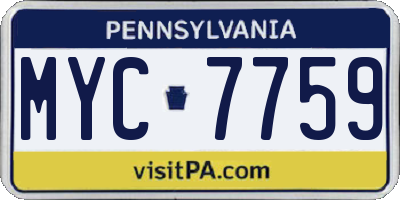 PA license plate MYC7759