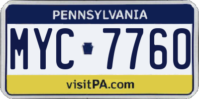 PA license plate MYC7760