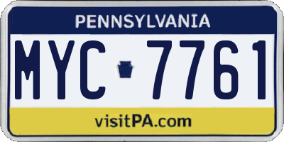 PA license plate MYC7761