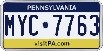 PA license plate MYC7763