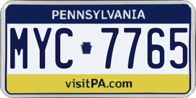 PA license plate MYC7765