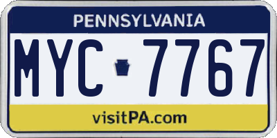PA license plate MYC7767