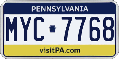 PA license plate MYC7768