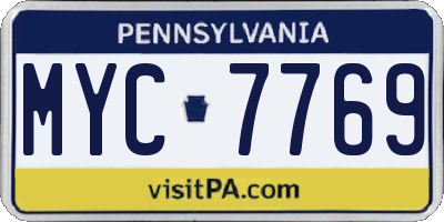 PA license plate MYC7769