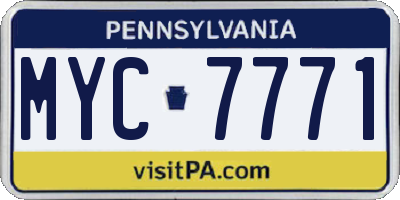 PA license plate MYC7771