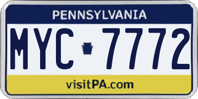 PA license plate MYC7772