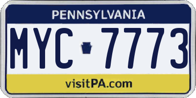 PA license plate MYC7773