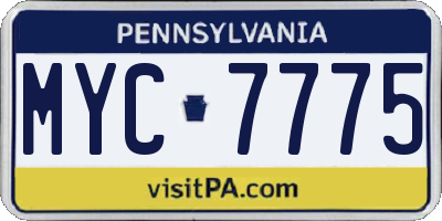 PA license plate MYC7775