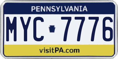 PA license plate MYC7776