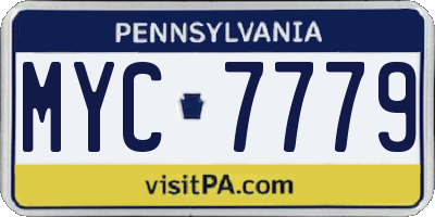 PA license plate MYC7779