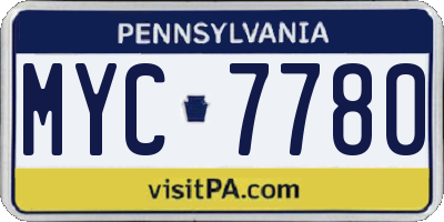 PA license plate MYC7780