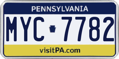 PA license plate MYC7782