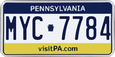 PA license plate MYC7784