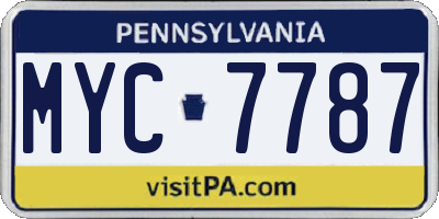 PA license plate MYC7787