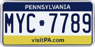 PA license plate MYC7789