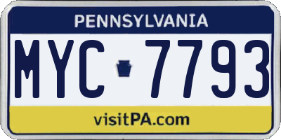 PA license plate MYC7793