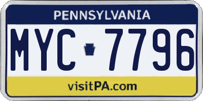 PA license plate MYC7796