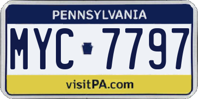 PA license plate MYC7797